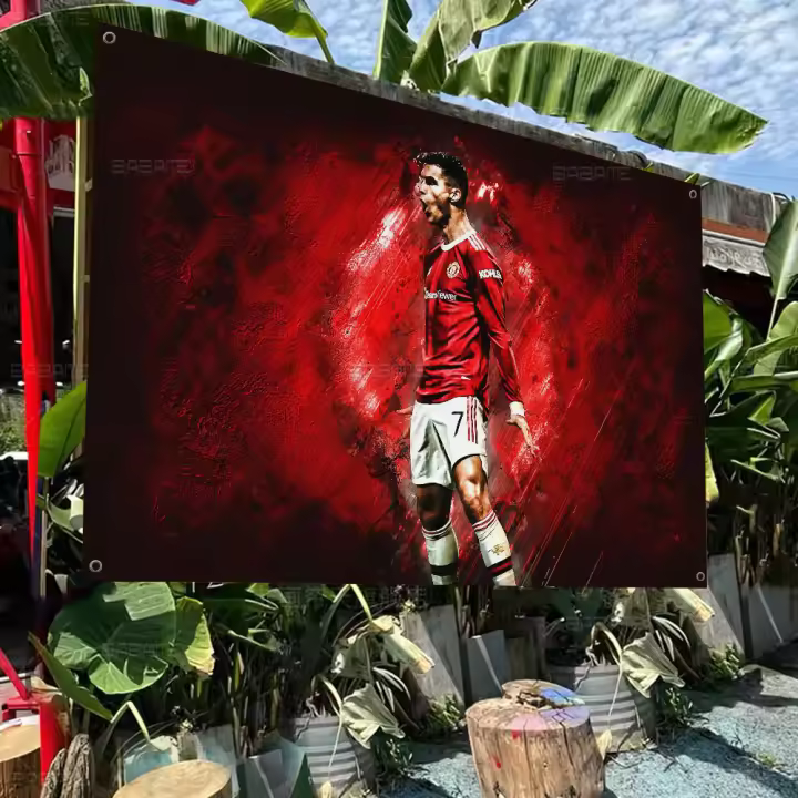 Bandeera Bohemia Colorida De Cristiano Ronaldo CR7 Para Decoración De Pared Interior Estilo Mandala Banner De Polyester Tamaño Variado - 1