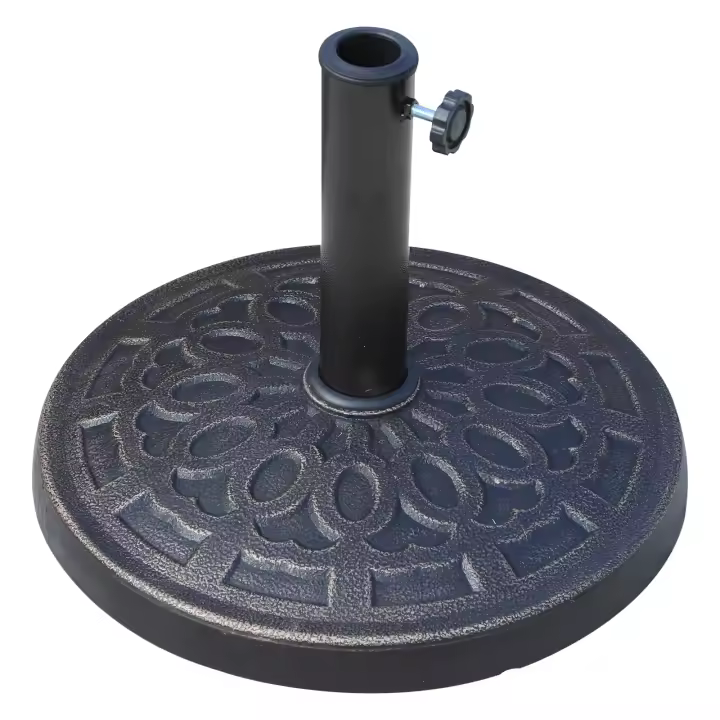 Outsunny Base para Sombrilla de Jardín Peso Neto 12 kg Soporte de Parasol Redondo de Resina para Postes de 38mm/48mm para Terraza Patio Exterior Ø44x34 cm Bronce - 1