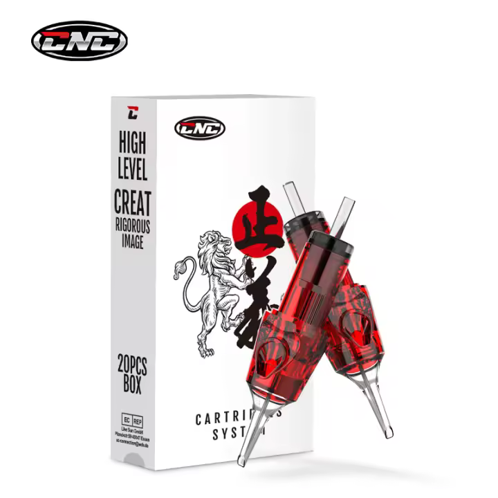 20PCS Agujas De Tatuaje CNC RS De 0.3MM Con Carcasa De Seguridad Desechable Para Artistas De Tatuaje Transparente Rojo - 1