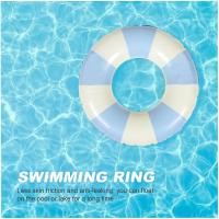 ¡Promoción de nuevo producto! Flotador inflable de alta calidad para adultos, boya de natación, boya inflable de PVC con rayas retro para piscina, color azul. - details 2
