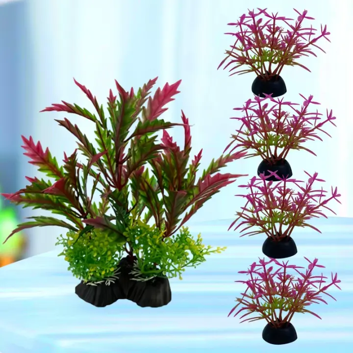 5pc Adornos De Plantas Para Acuario Plásticos Simulación De Grama De Agua Decoraciones Para Tanque De Peces Accesorios - 1