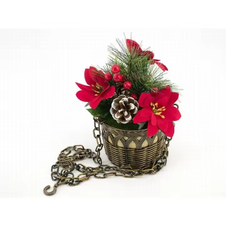 Gerimport Maceta Colgante Poinsetia Decoración Navidad 53 Cm - 1