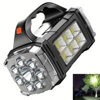 Ultra-Bright 2200W LED Searchlight - Dual Solar & USB Rechargeable, Waterproof IP44, Portable Power Bank Torch with Blinding Beam for Outdoor Adventures - details 0
