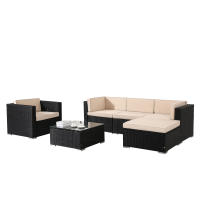 AREBOS Muebles de Jardín Polirratán Lounge | Resistente UV | Negro | Lounge Nizza - details 7