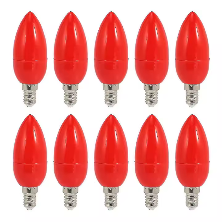 10X LED vela luz vela bombillas rojo compatibletune lámpara Dios luces ahorro de energía vela luces, E14 MKI - 1