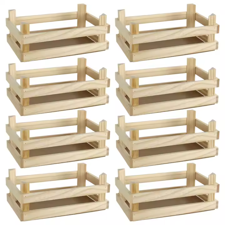 Cajas Decorativas de Madera de Pino Natural. Tamaño: 23,5x15x9 cm. Packs a Elegir de 4 o 8 Cajas. Para Guardar Objetos o como Adorno y Diseño del Hogar o Jardín - 1