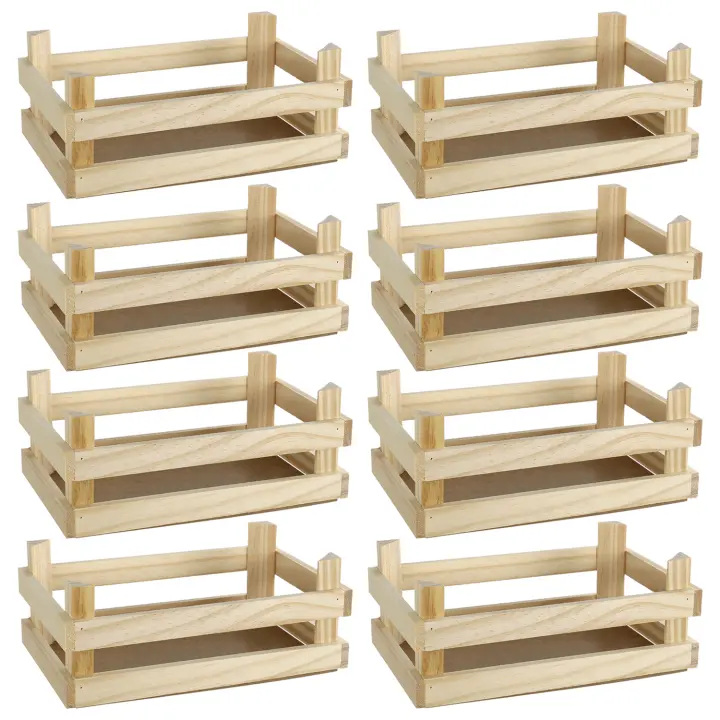 Cajas Decorativas de Madera de Pino Natural. Tamaño: 23,5x15x9 cm. Packs a Elegir de 4 o 8 Cajas. Para Guardar Objetos o como Adorno y Diseño del Hogar o Jardín - 1