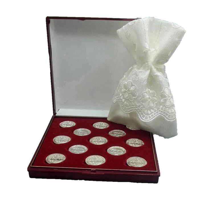 ARRAS ARBOL DE LA VIDA - DOCOLASTRA - Arras DE LA Vida en Color Plata Brillantes con Estuche y Saquito en Blanco Roto, Incluido, para Todas Las Bodas y Enlaces - Edicion Limitada