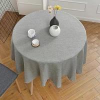 Mantel Redondo De Algodón Y Lino Sencillo Para Hogar Comedor Té Cubierta De Diámetro 90-180 Cm Estilo TWILL Multitarea - details 2