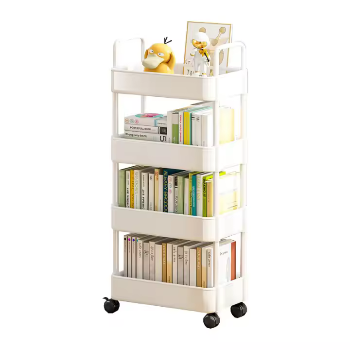 Estantería industrial para libros, estantería de esquina minimalista, mueble modular para sala de estar, color blanco - 1