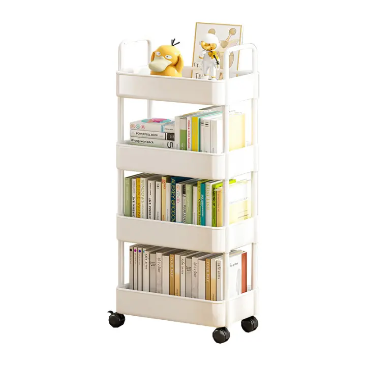 Estantería industrial para libros, estantería de esquina minimalista, mueble modular para sala de estar, color blanco - 1