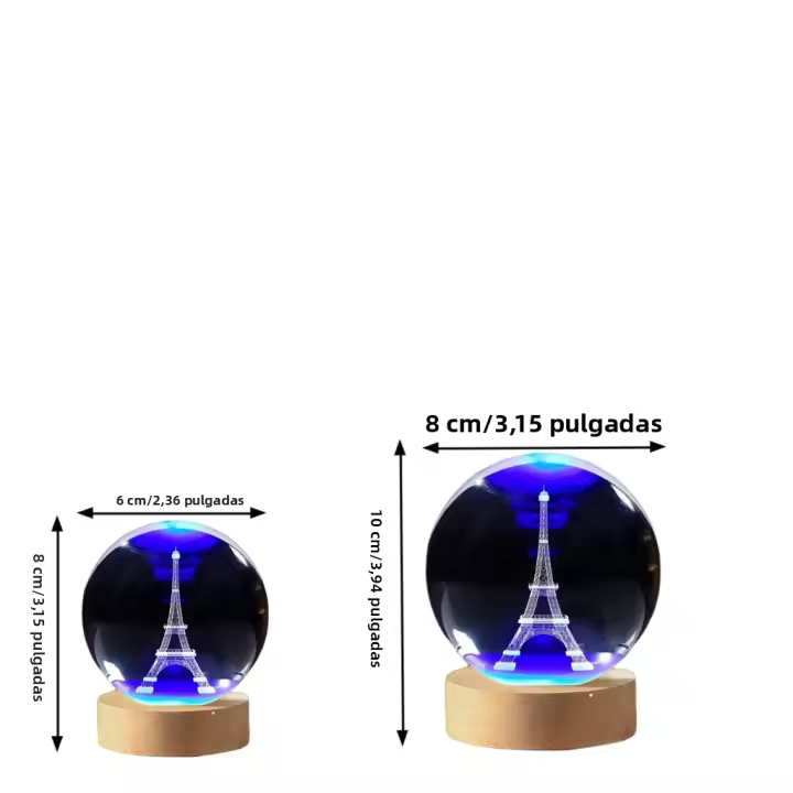 Lámpara De Noche De Cristal Con Grabado 3D De La Torre Eiffel Decoración Moderna Polished Para Navidad Halloween Agradecimiento - 1