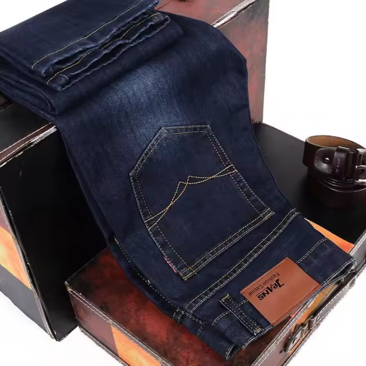 Nuevos Jeans Elásticos Para Hombre 2025 Estilo Clásico Slim Straight Cómodo Y Moderno Pantalones De Lana Sólidos Para Negocios - 1