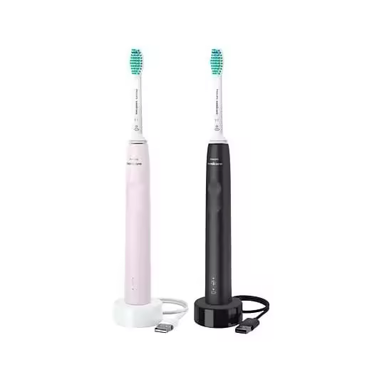 Pack 2 cepillos de dientes eléctricos Philips Serie 3100 HX3675/15, tecnología Sonica, cuidado dental - 1