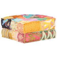 vidaXL Puf patchwork de tela 60x70x36 cm Cojín Decorativo de Asiento Cojines de muebles de salon - details 5