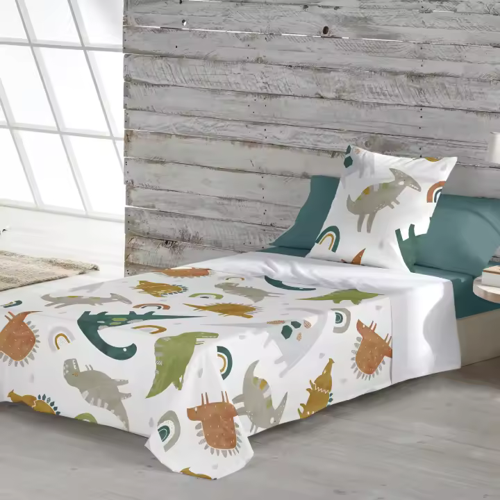 NATURALS - Juego de Sabanas Infantil Estampado - 100% Algodón Extra Suave - Incluye  Sábana Encimera + Funda de Almohada + Sabana Bajera - Colección 2024/2025 - Cama 90/105 cm - Fabricado en España - 1