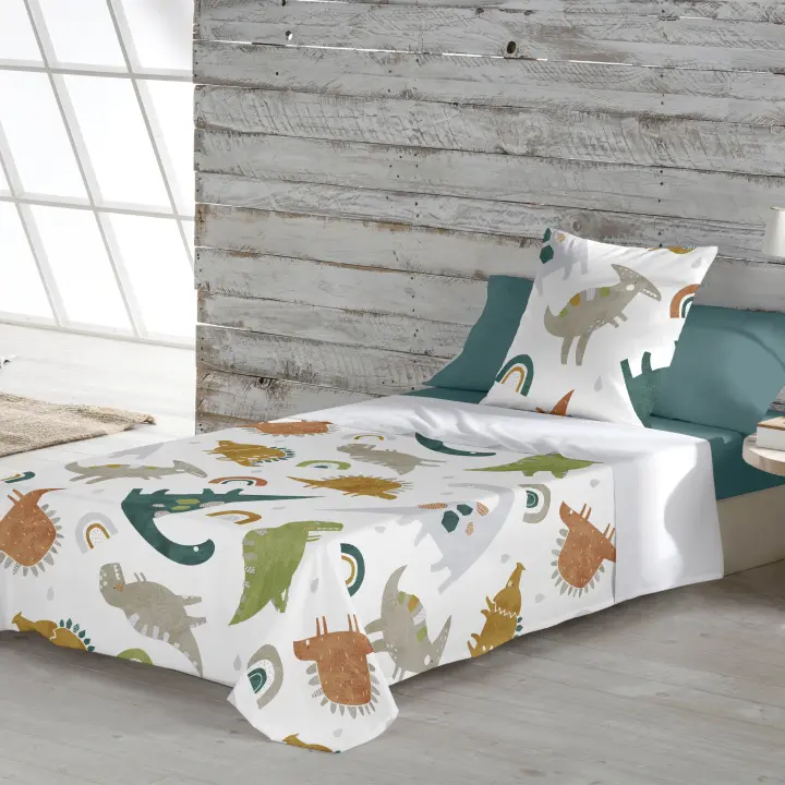 NATURALS - Juego de Sabanas Infantil Estampado - 100% Algodón Extra Suave - Incluye  Sábana Encimera + Funda de Almohada + Sabana Bajera - Colección 2024/2025 - Cama 90/105 cm - Fabricado en España - 1
