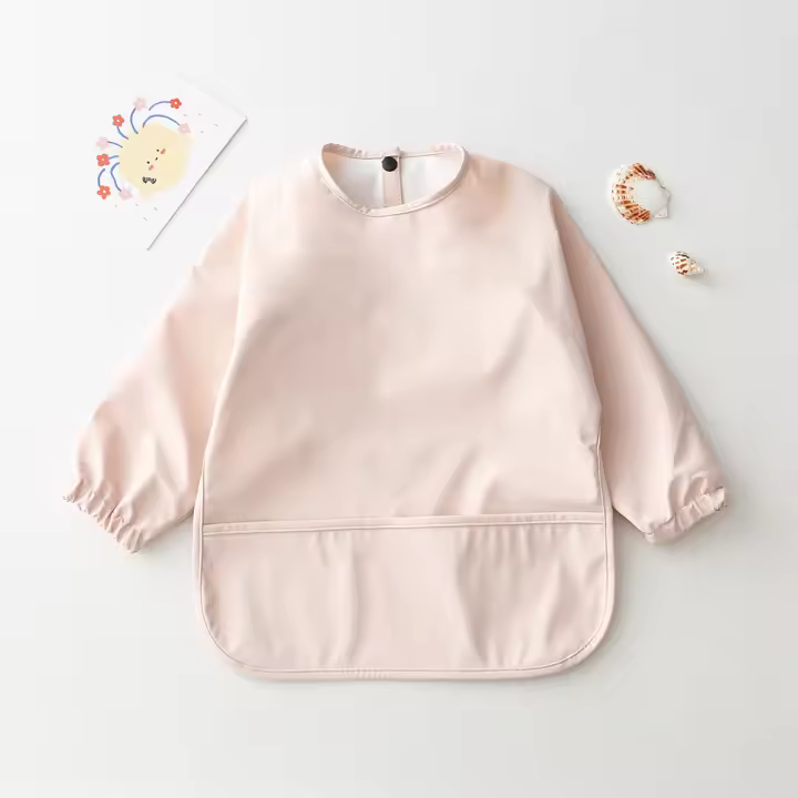 Bib De Comida Para Bebé De Color Sólido Impermeable Y Anti-Suciedad Ropa Suave De PU Para Niños Y Niñas De 7-24 Meses - 1