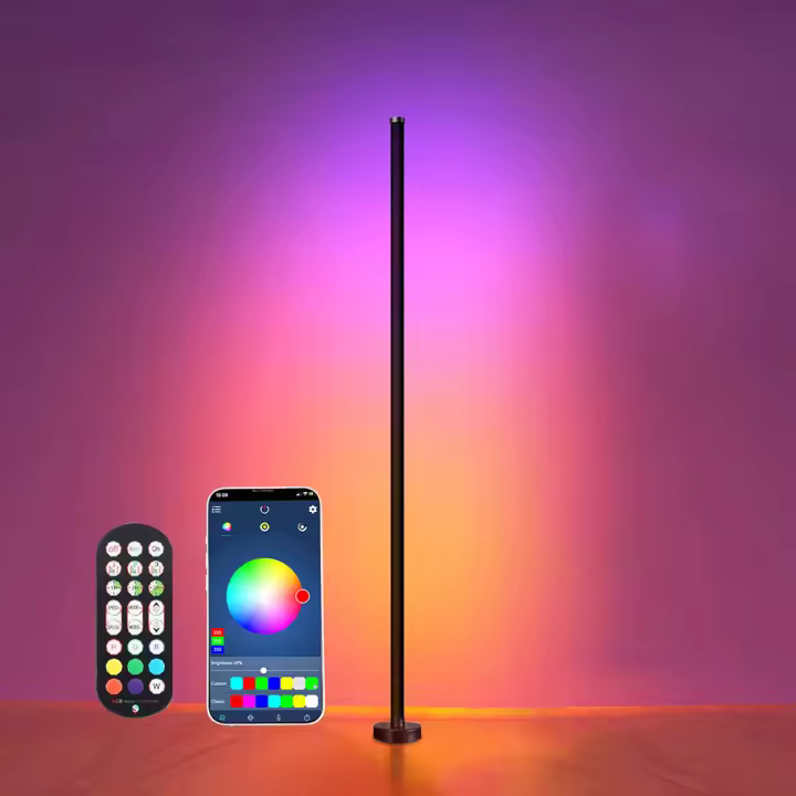 Lámpara De Piso Inteligente LED RGB Con Control Remoto Y APP Sincronización De Música Iluminación De Esquina Con Timer Moderna Para Sala De Estar Juego - 1