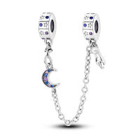 Nueva Cadena De Seguridad Platinada En Plata Con Encantos De Gato Rosa Luna Y Estrella De Silicona Para Pulseras Y Collares DIY Colorido - details 12
