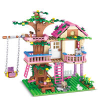 Bloques De Construcción De Villa Creativa Para Verano Juguete DIY Para Niñas Regalo De Navidad Villa Al Aire Libre Con Árbol - details 4