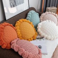 Almohada de bola de grasa extraíble y lavable de lana redonda tejida a mano, cojín para acampar en casa de familia - details 6