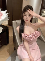 Vestido De Fiesta Mini Rosa Princesa Estilo Francés Con Flores 3D Y Tirantes Spaghetti Para Mujer Vestido Tutú Dulce De Verano - details 7