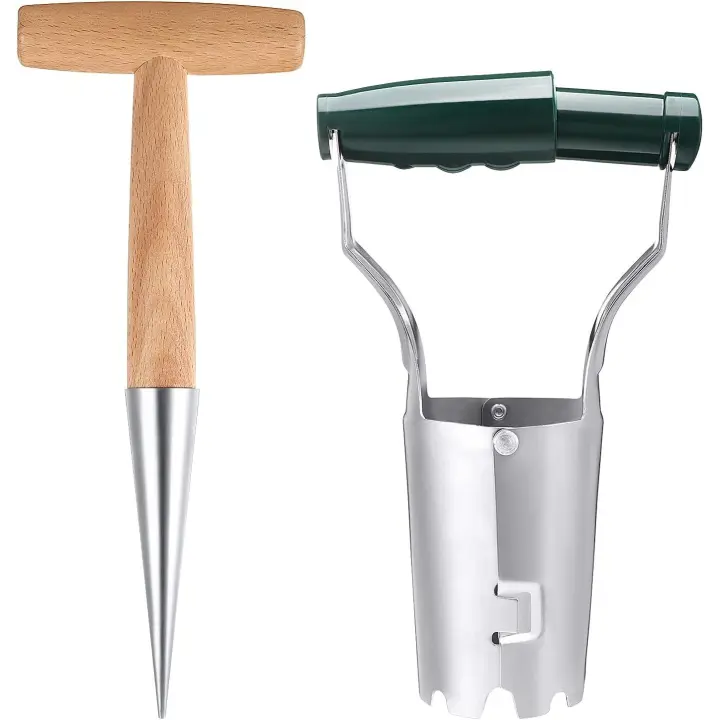 Juego de plantador de bulbos, herramienta manual para plantar bulbos con plantador tradicional para macetas de jardín al aire libre - 1