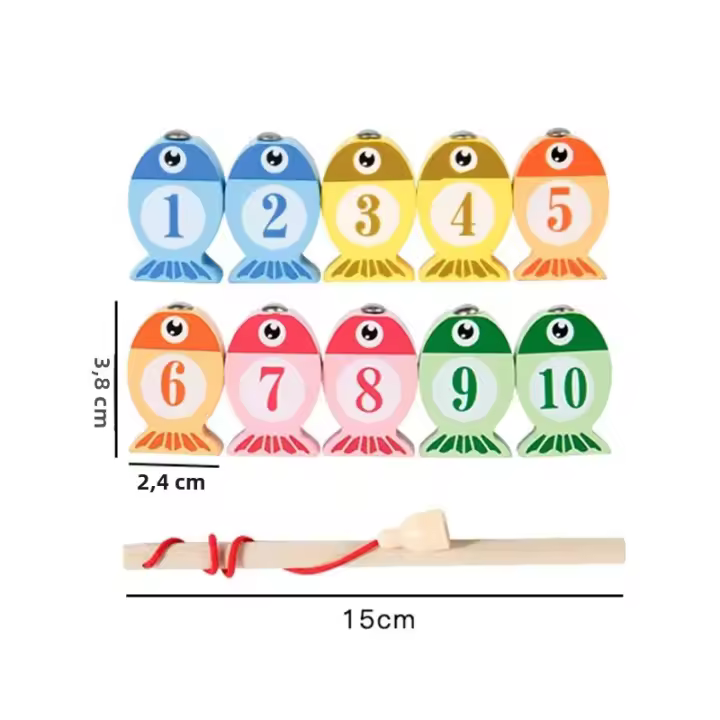 Juego De Pesca De Madera Para Niños Juguete Educativo Temprano Alfabeto Numérico Juego Interactivo Regalo Para Niños - 1