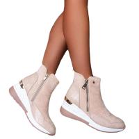 MOV Botas Martin de mujer de color marrón, con punta Redonda, Cálidos, de Corte Bajo, Con cuña y Tacón de color Liso, con Cremallera lateral y Suela Gruesa para Nieve. - details 2