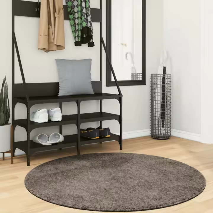 vidaXL Alfombra pelo largo aspecto brillante ISTAN gris Ø 120 cm - 1