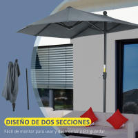 Outsunny Sombrilla de Pared de Jardín 200x190x240 cm Parasol con Manivela Poste de Acero y Base Cruzada Protección Solar para Terraza Balcón Exterior - details 5