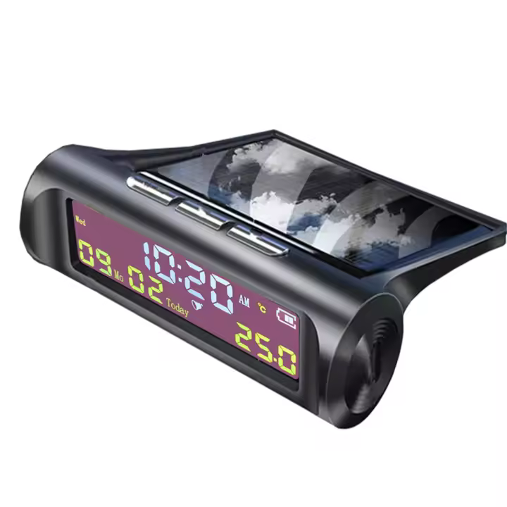 Reloj Digital Para Coche AN01 Con Fecha Día Temporada Y Temperatura Interna Medidor De Voltaje Recargable Con Solares - 1