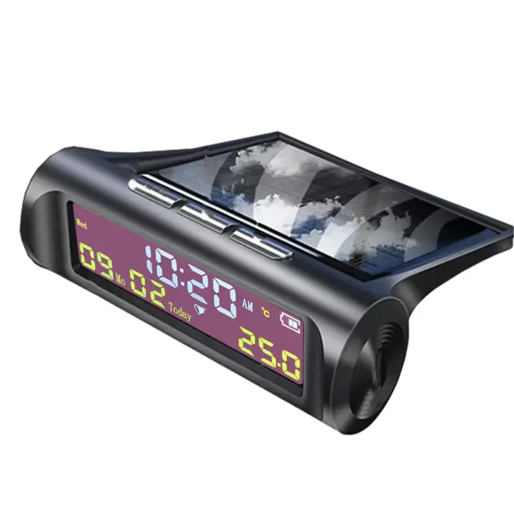 Reloj Digital Para Coche AN01 Con Fecha Día Temporada Y Temperatura Interna Medidor De Voltaje Recargable Con Solares - 1