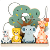 WOOMAX - Laberinto de madera y apilamiento animales, Ábaco, Zookabee, Safari, Juguetes niños 2 años, Torre de aprendizaje, Regalos originales bebés 1 año, Juego apilar, Motricidad fina - details 0