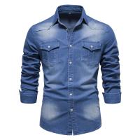 Camisa De Lino Elástico AIOPESON Para Hombre Cuello En V Manga Larga Estilo Vaquero Calidad Superior Ropa Casual De Corte Slim - details 5