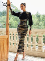Vestido Largo De Noche Vintage Negro De Veludo Con Aros Y Manga Larga Para Mujer Missord Vestido De Fiesta De Bodycon Para Bodas Y Premiaciones - details 4