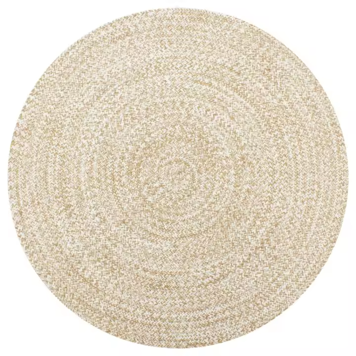 vidaXL Alfombra de yute tejida a mano blanco y natural 90 cm - 1