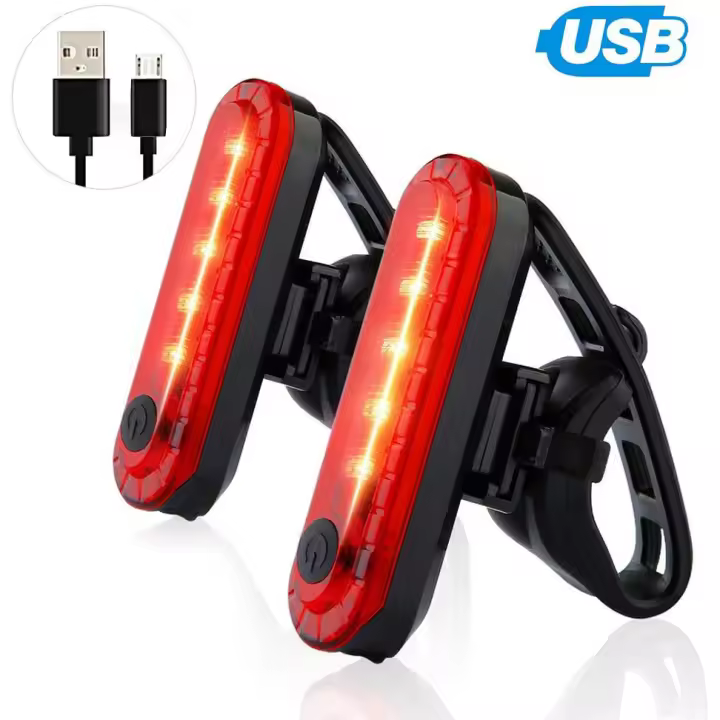 Luz trasera de Bicicleta al Aire Libre COB Luz de advencencia de seurad Accesorios para Montado Luz trasera de Bicicleta Potente LED USB recargable impermeable 2 piezas - 1