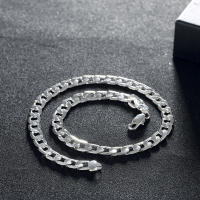 Collar De Plata Clásico Para Hombres 20/24 Pulgadas Cadena De 8MM Joyería De Lujo Para Bodas Y Regalos De Navidad - details 6