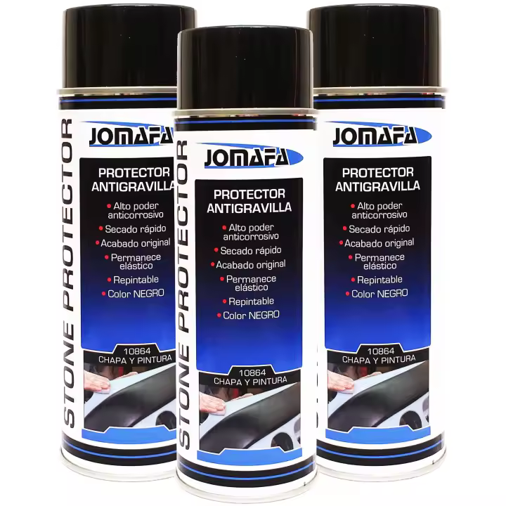 JOMAFA - 3 x Spray antigravilla color negro 500ml protector bajos de coches - pasos rueda - 10864x3 - 1