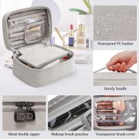 Neceser Mujer Impermeable Neceser Maquillaje Grande Bolsas de Aseo Neceser Viaje Bolsa de Cosméticos 2 Piezas Bolsa de Maquillaje Gris - details 0