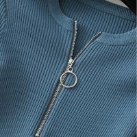 Suéter De Punto Para Mujer Con Cremallera Estilizado De Otoño/invierno Cuello En V Manga Larga Suave Y Ajustado - details 4