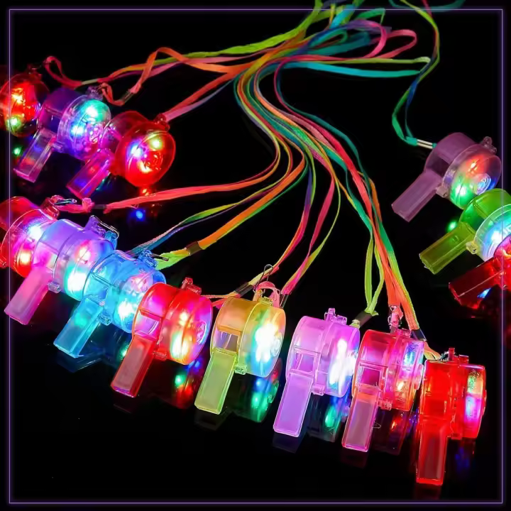 10/30pcs Silbato LED Con Luz Que Brilla En La Oscuridad Y Correa Collar De Juguete Para Fiestas Suministros De Brillo - 1