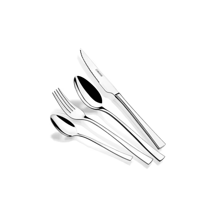 Monix Módena- Utensilios de cocina. Set de cubiertos de 24 piezas, acabado pulido brillante, acero inoxidabl, con cuchillo carne - 1