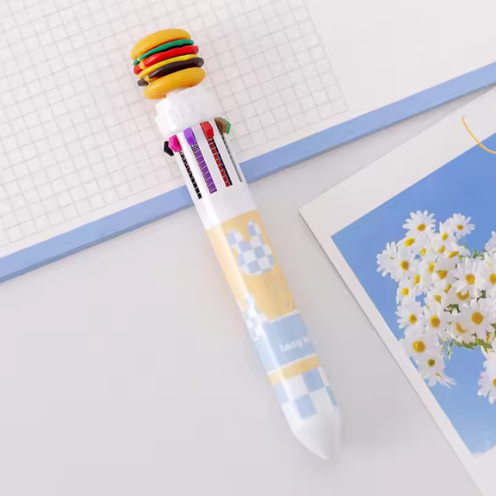 2pcs Bolígrafo De Jalea Para Niños 10 Colores Creativos Estilo Francés Bola De Panadero Gel Para Estudiantes Suministros Escolares Y De Oficina - 1