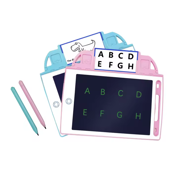 DAM. Tableta de dibujo y escritura LCD de 8,4 pulgadas. Portátil, con bloqueo de borrado y batería recargable. Incluye tarjetas de aprendizaje para escribir y dibujar. 23x1x20cm. - 1