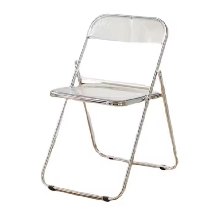 Silla plegable nórdica transparente de acrílico, respaldo de plástico para el hogar ,enchapado mueble estilo INS nórdico medieval, para escritorio, comedor, dormitorio, balcón o restaurante BAR hosteleria, OFICINA - 1