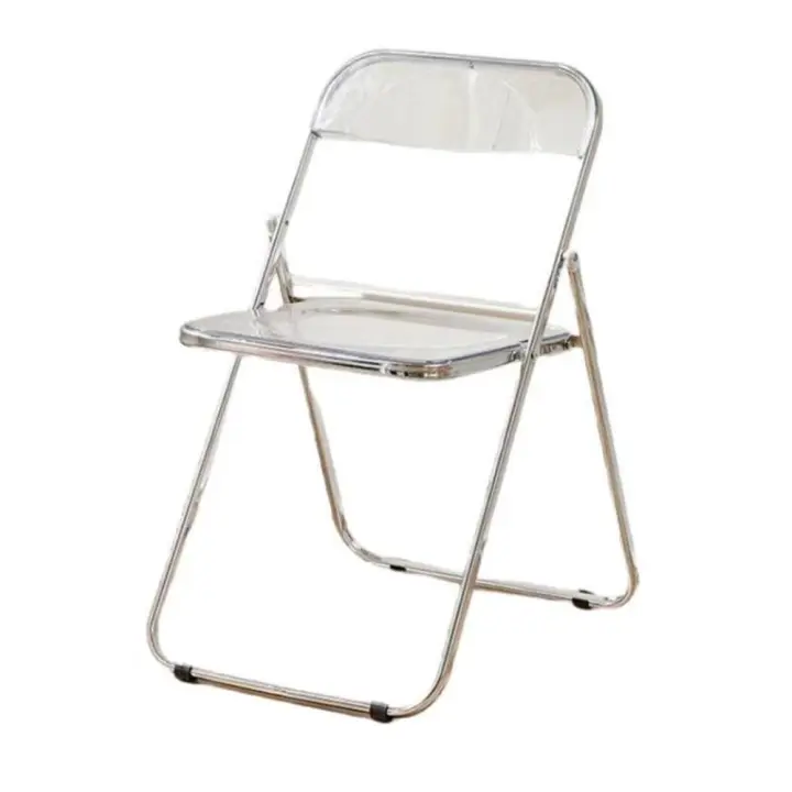 Silla plegable nórdica transparente de acrílico, respaldo de plástico para el hogar ,enchapado mueble estilo INS nórdico medieval, para escritorio, comedor, dormitorio, balcón o restaurante BAR hosteleria, OFICINA - 1