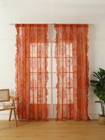Cortinas De Encaje Naranja De 78 Pulgadas Con Espejo Redondo Para Sala De Estar Dormitorio Balcones Decoración De Hogar Y Fiestas - details 1